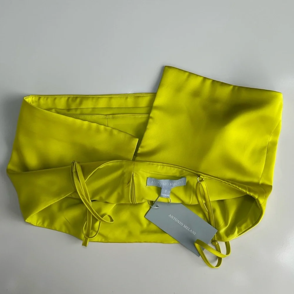 ANTONIO MELANI Neon Yellow Satin Top size 0 (I) - Picture 8 of 8